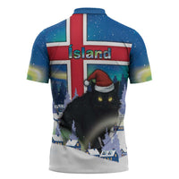 Iceland Christmas Zipper Polo Shirt Yule Cat Gledileg Jol - Wonder Print Shop