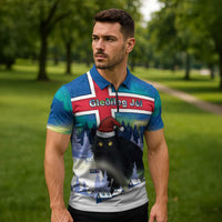Iceland Christmas Zipper Polo Shirt Yule Cat Gledileg Jol - Wonder Print Shop