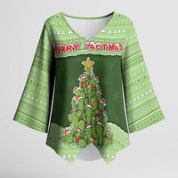 Cactus Christmas Kimono Sleeve Blouse Merry Cactmas - Wonder Print Shop