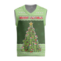 Cactus Christmas Knitted V-Neck Vest Merry Cactmas - Wonder Print Shop