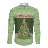 Cactus Christmas Long Sleeve Button Shirt Merry Cactmas - Wonder Print Shop