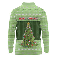 Cactus Christmas Long Sleeve Polo Shirt Merry Cactmas - Wonder Print Shop