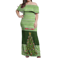 Cactus Christmas Off Shoulder Maxi Dress Merry Cactmas - Wonder Print Shop