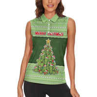 Cactus Christmas Women Sleeveless Polo Shirt Merry Cactmas - Wonder Print Shop