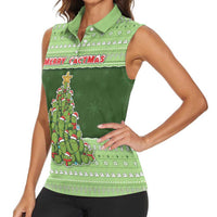 Cactus Christmas Women Sleeveless Polo Shirt Merry Cactmas - Wonder Print Shop