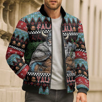 Vikings Christmas Bomber Puffer Jacket Warrior Santa - Wonder Print Shop