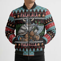 Vikings Christmas Bomber Puffer Jacket Warrior Santa - Wonder Print Shop