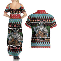 Vikings Christmas Couples Matching Summer Maxi Dress and Hawaiian Shirt Warrior Santa - Wonder Print Shop