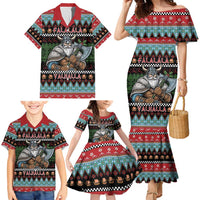 Vikings Christmas Family Matching Mermaid Dress and Hawaiian Shirt Warrior Santa - Wonder Print Shop