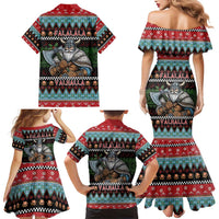 Vikings Christmas Family Matching Mermaid Dress and Hawaiian Shirt Warrior Santa - Wonder Print Shop