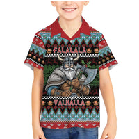 Vikings Christmas Family Matching Mermaid Dress and Hawaiian Shirt Warrior Santa - Wonder Print Shop