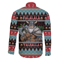 Vikings Christmas Family Matching Short Sleeve Bodycon Dress and Hawaiian Shirt Warrior Santa - Wonder Print Shop