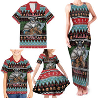 Vikings Christmas Family Matching Tank Maxi Dress and Hawaiian Shirt Warrior Santa - Wonder Print Shop