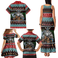 Vikings Christmas Family Matching Tank Maxi Dress and Hawaiian Shirt Warrior Santa - Wonder Print Shop