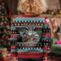Vikings Christmas Kid Ugly Christmas Sweater Warrior Santa - Wonder Print Shop