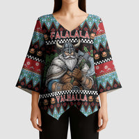 Vikings Christmas Kimono Sleeve Blouse Warrior Santa - Wonder Print Shop