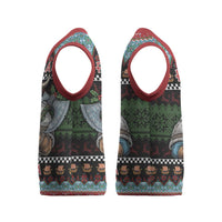 Vikings Christmas Knitted V-Neck Vest Warrior Santa - Wonder Print Shop