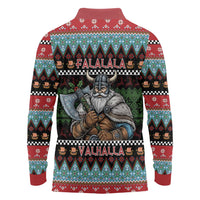 Vikings Christmas Long Sleeve Polo Shirt Warrior Santa - Wonder Print Shop