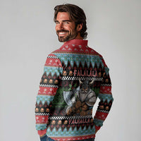 Vikings Christmas Long Sleeve Polo Shirt Warrior Santa - Wonder Print Shop