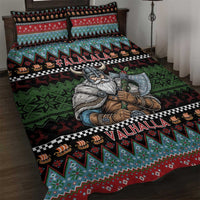 Vikings Christmas Quilt Bed Set Warrior Santa - Wonder Print Shop
