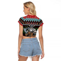 Vikings Christmas Raglan Cropped T Shirt Warrior Santa - Wonder Print Shop