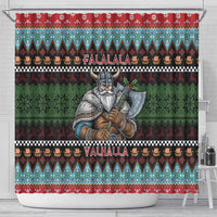 Vikings Christmas Shower Curtain Warrior Santa - Wonder Print Shop
