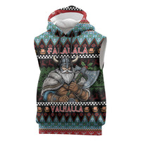 Vikings Christmas Sleeveless Hoodie Warrior Santa - Wonder Print Shop
