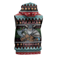 Vikings Christmas Sleeveless Zip Hoodie Warrior Santa - Wonder Print Shop