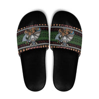 Vikings Christmas Slide Sandals Warrior Santa - Wonder Print Shop