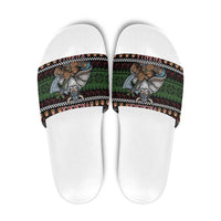 Vikings Christmas Slide Sandals Warrior Santa - Wonder Print Shop