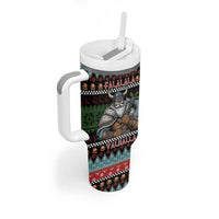 Vikings Christmas Tumbler With Handle Warrior Santa - Wonder Print Shop