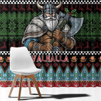 Vikings Christmas Window Curtain Warrior Santa - Wonder Print Shop