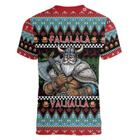 Vikings Christmas Women V-Neck T-Shirt Warrior Santa - Wonder Print Shop