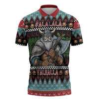 Vikings Christmas Zipper Polo Shirt Warrior Santa - Wonder Print Shop