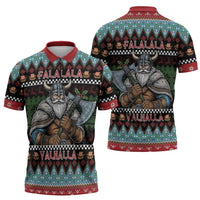 Vikings Christmas Zipper Polo Shirt Warrior Santa - Wonder Print Shop