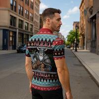 Vikings Christmas Zipper Polo Shirt Warrior Santa - Wonder Print Shop