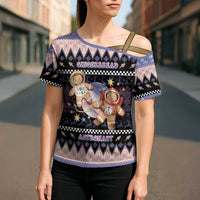 Astronaut Christmas Cross Shoulder Shirt Gingerbread In Space - Wonder Print Shop