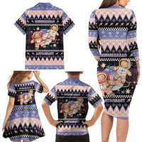 Astronaut Christmas Family Matching Long Sleeve Bodycon Dress and Hawaiian Shirt Gingerbread In Space - Wonder Print Shop