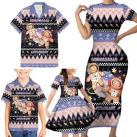 Astronaut Christmas Family Matching Short Sleeve Bodycon Dress and Hawaiian Shirt Gingerbread In Space - Wonder Print Shop