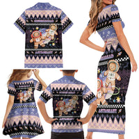 Astronaut Christmas Family Matching Short Sleeve Bodycon Dress and Hawaiian Shirt Gingerbread In Space - Wonder Print Shop