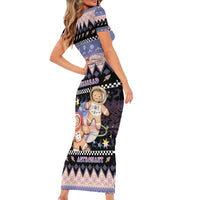Astronaut Christmas Family Matching Short Sleeve Bodycon Dress and Hawaiian Shirt Gingerbread In Space - Wonder Print Shop