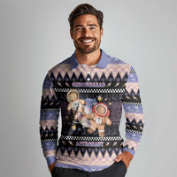 Astronaut Christmas Long Sleeve Polo Shirt Gingerbread In Space - Wonder Print Shop