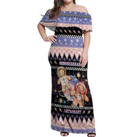 Astronaut Christmas Off Shoulder Maxi Dress Gingerbread In Space - Wonder Print Shop