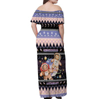 Astronaut Christmas Off Shoulder Maxi Dress Gingerbread In Space - Wonder Print Shop