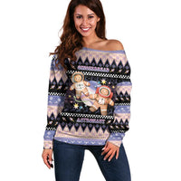 Astronaut Christmas Off Shoulder Sweater Gingerbread In Space - Wonder Print Shop