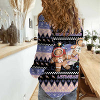 Astronaut Christmas Women Casual Shirt Gingerbread In Space - Wonder Print Shop