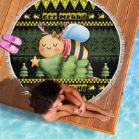 Bee Christmas Beach Blanket Cute Bumblebee - Wonder Print Shop
