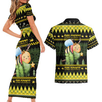 Bee Christmas Couples Matching Short Sleeve Bodycon Dress and Hawaiian Shirt Cute Bumblebee - Wonder Print Shop