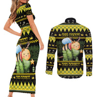Bee Christmas Couples Matching Short Sleeve Bodycon Dress and Long Sleeve Button Shirt Cute Bumblebee - Wonder Print Shop