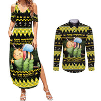 Bee Christmas Couples Matching Summer Maxi Dress and Long Sleeve Button Shirt Cute Bumblebee - Wonder Print Shop